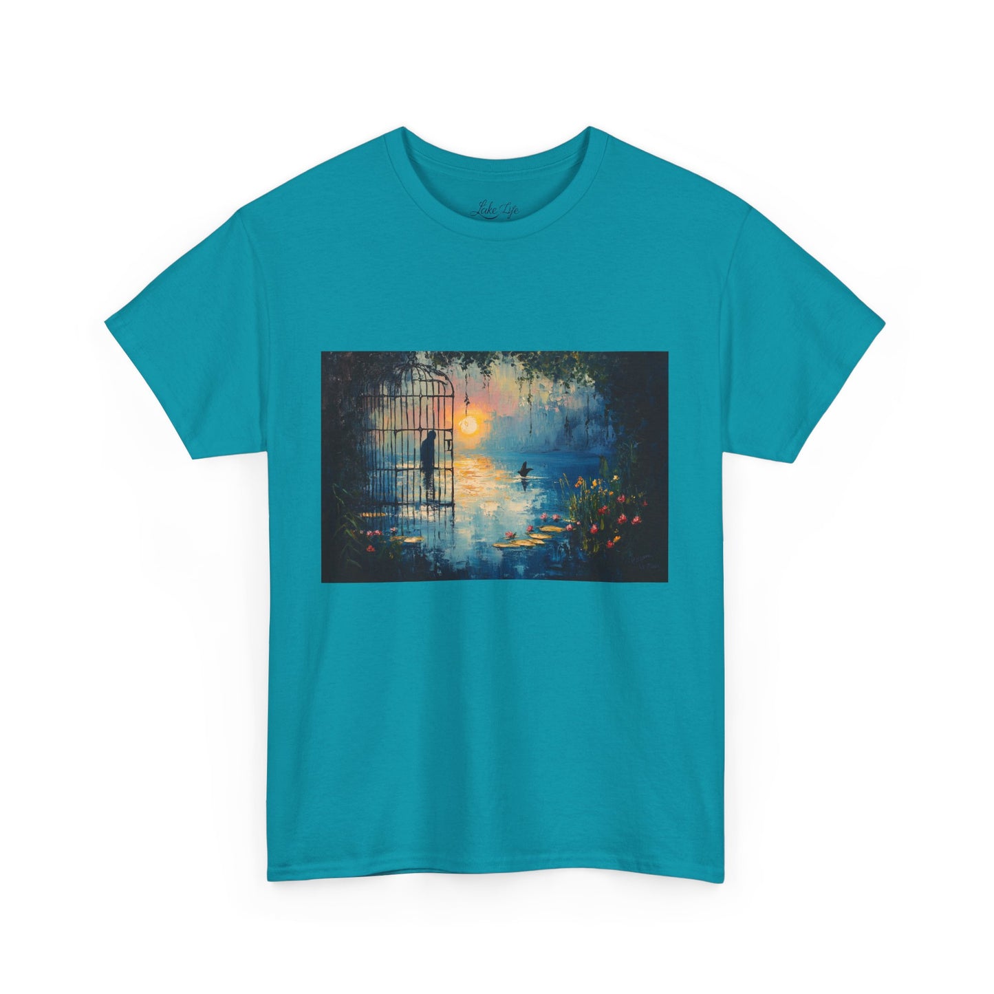 Unisex Heavy Cotton Tee - "Let’s Walk On" Serene Nature Design