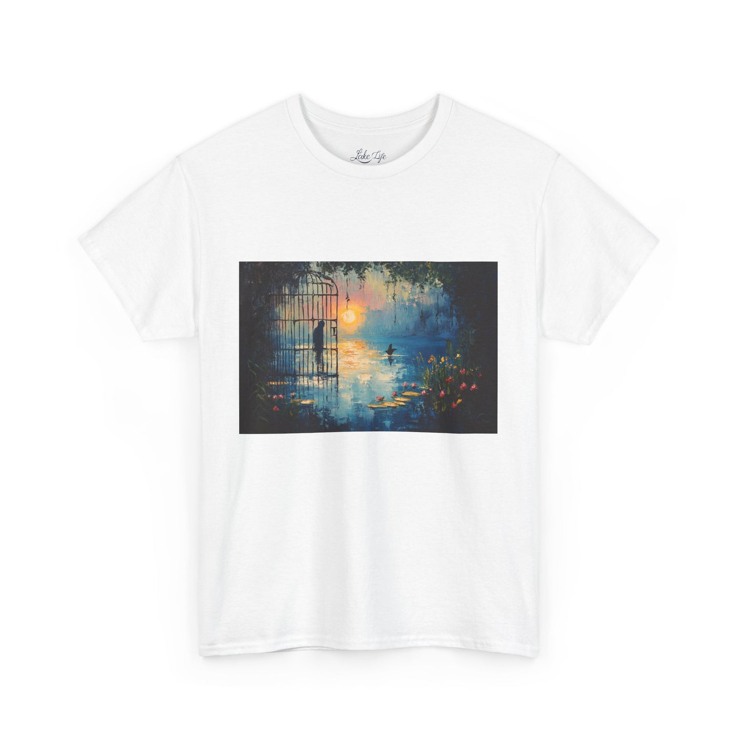 Unisex Heavy Cotton Tee - "Let’s Walk On" Serene Nature Design